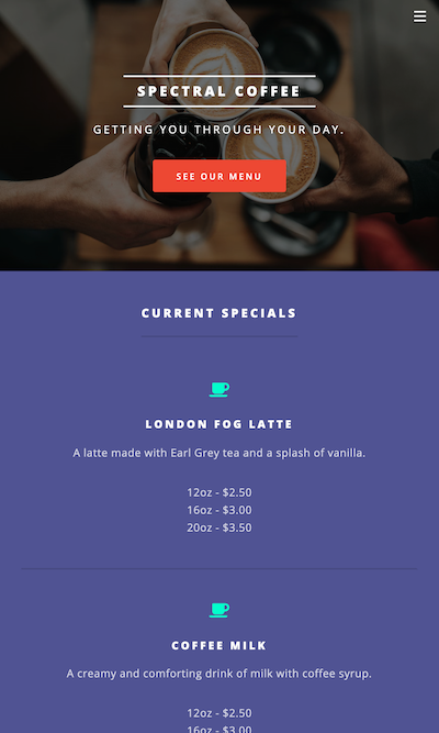 Spectal Coffee website